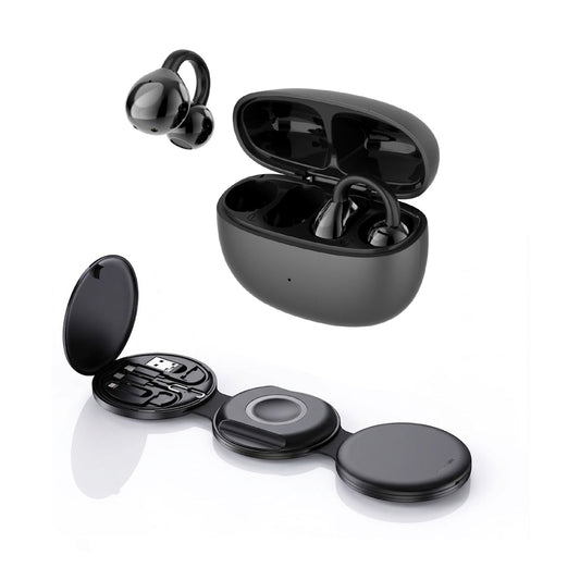 Power & Sound Essentials Bundle – 5-in-1 Folding Wireless Charging Station + True Wireless Earbuds